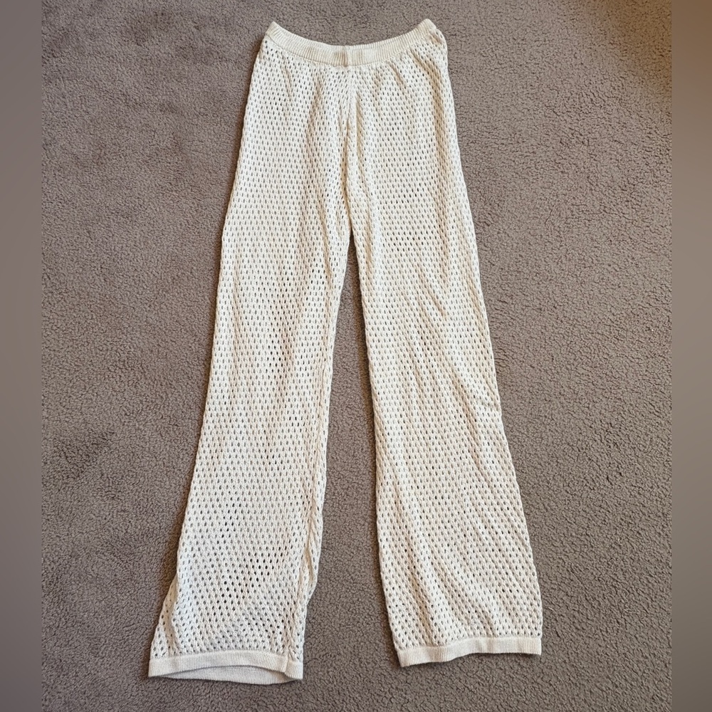 Women’s Nasty Gal Crochet Cover Up Pants, Size Medium, Cream Colored